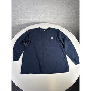 Carhartt K126 Navy Blue Original Fit Long Sleeve Pocket T Shirt Mens Size L